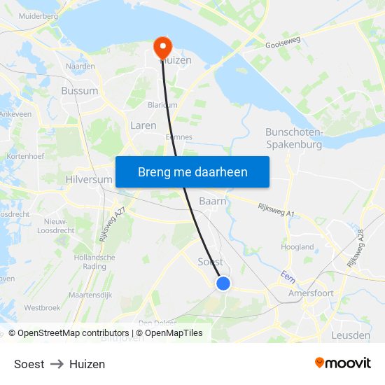 Soest to Huizen map