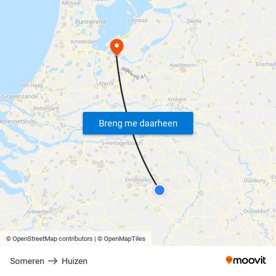 Someren to Huizen map