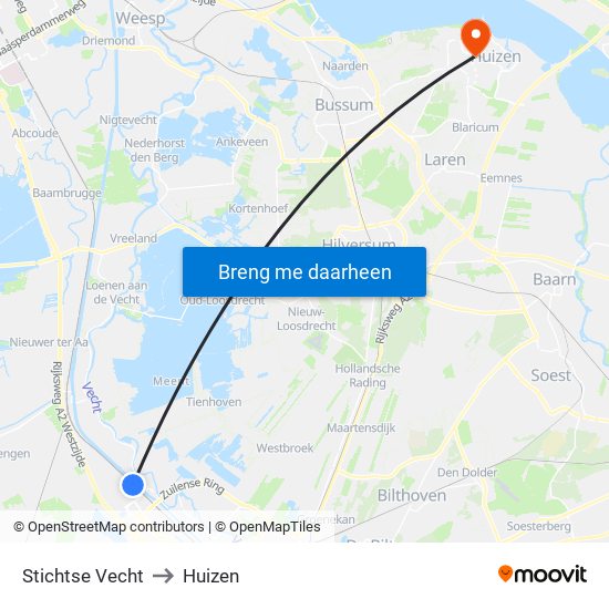 Stichtse Vecht to Huizen map