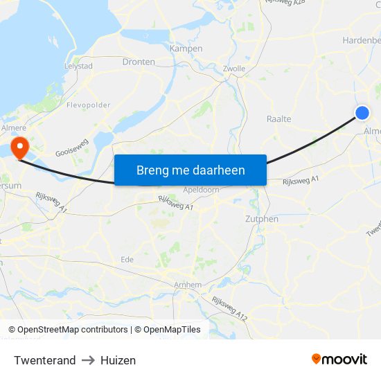 Twenterand to Huizen map