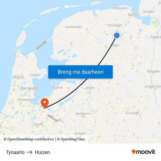 Tynaarlo to Huizen map