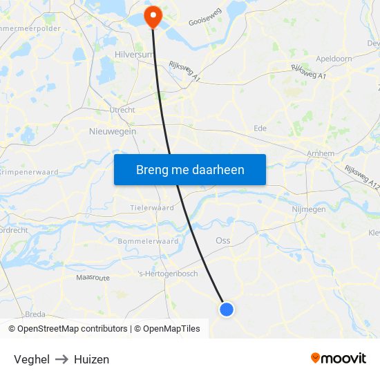 Veghel to Huizen map