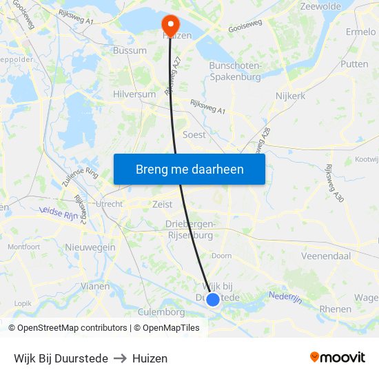 Wijk Bij Duurstede to Huizen map