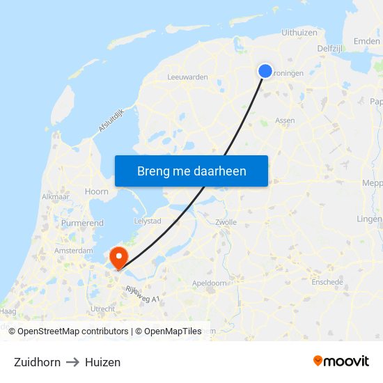 Zuidhorn to Zuidhorn map