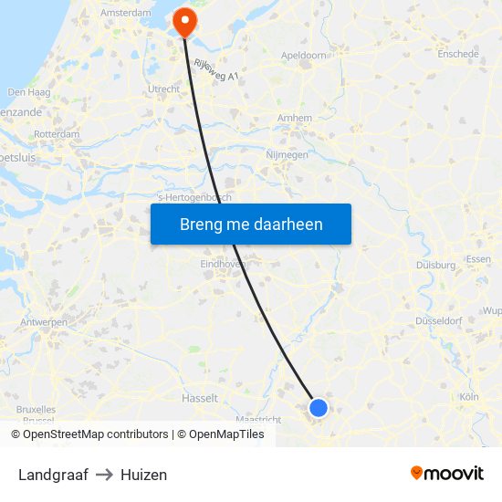 Landgraaf to Huizen map