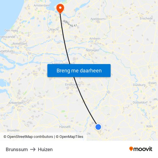 Brunssum to Huizen map