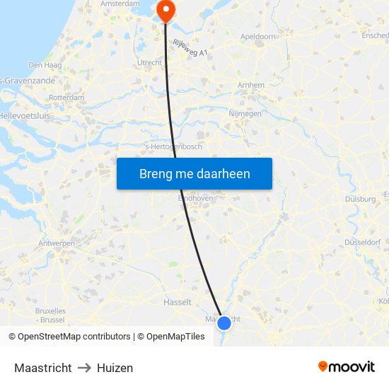Maastricht to Huizen map