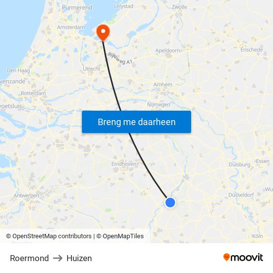 Roermond to Huizen map