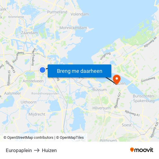 Europaplein to Huizen map