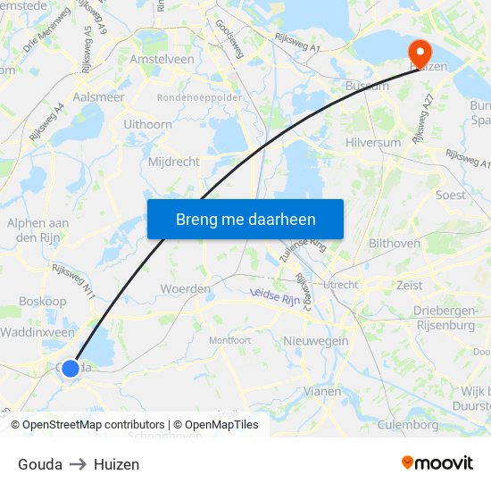 Gouda to Huizen map
