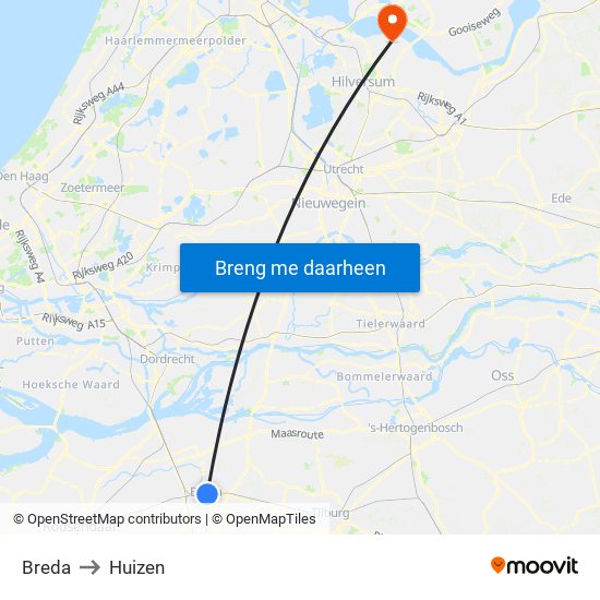 Breda to Huizen map