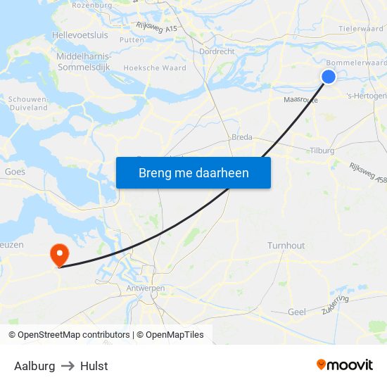 Aalburg to Hulst map