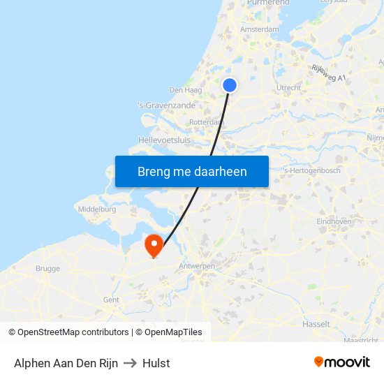 Alphen Aan Den Rijn to Hulst map