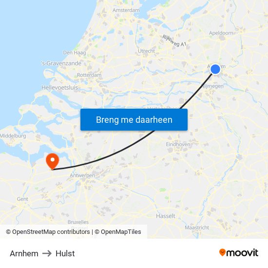 Arnhem to Hulst map