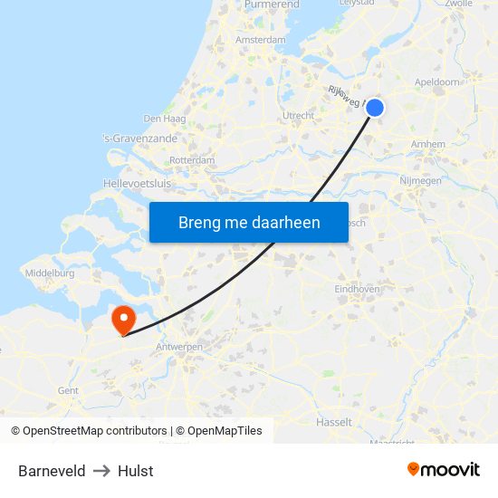 Barneveld to Hulst map