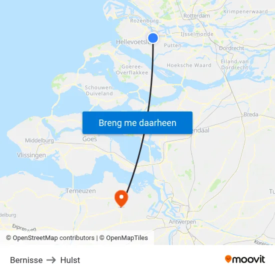 Bernisse to Hulst map