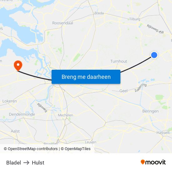Bladel to Hulst map