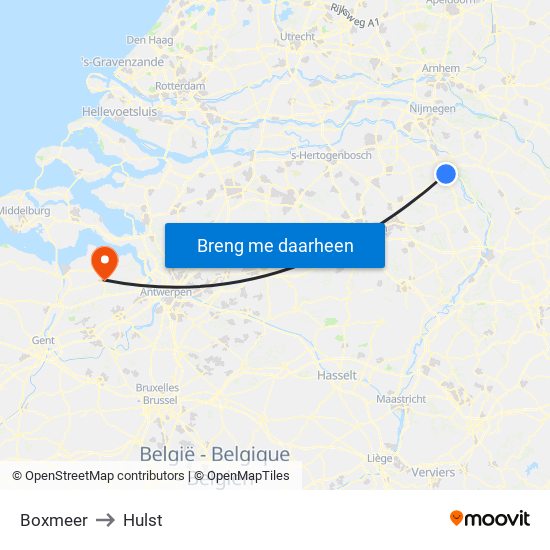 Boxmeer to Hulst map