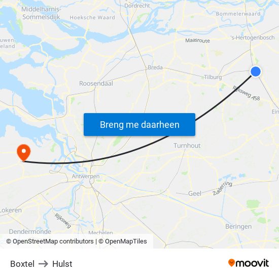 Boxtel to Hulst map
