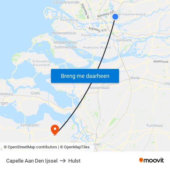 Capelle Aan Den Ijssel to Hulst map