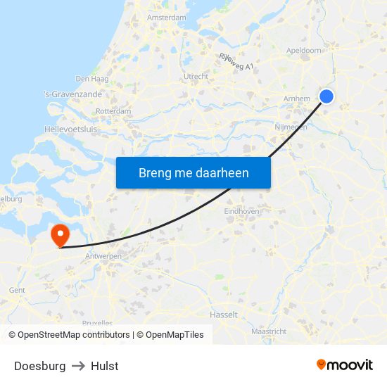 Doesburg to Hulst map