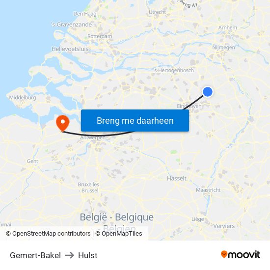 Gemert-Bakel to Hulst map