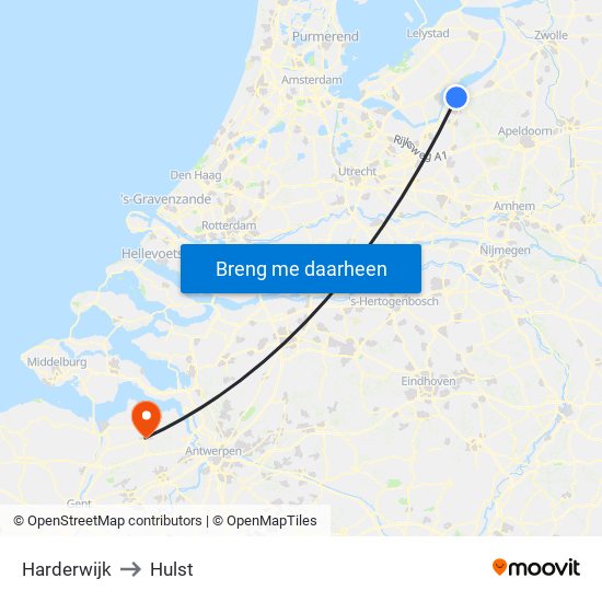 Harderwijk to Hulst map