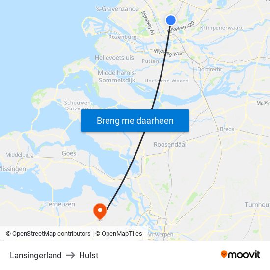 Lansingerland to Hulst map