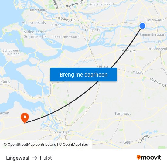 Lingewaal to Hulst map