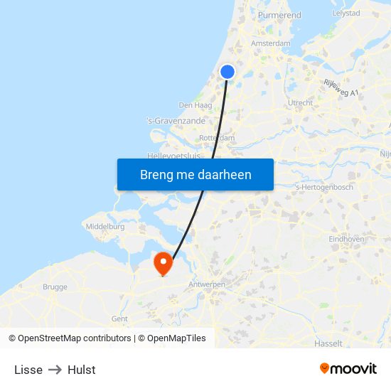 Lisse to Hulst map