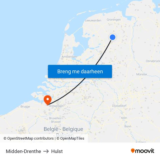 Midden-Drenthe to Hulst map