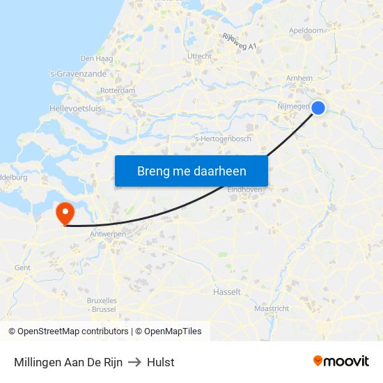 Millingen Aan De Rijn to Hulst map