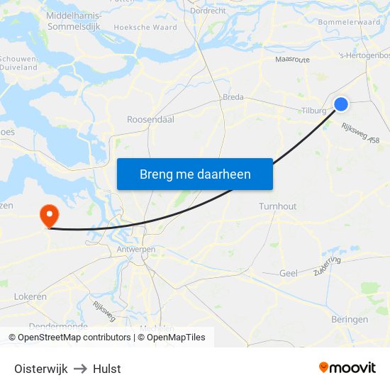 Oisterwijk to Hulst map