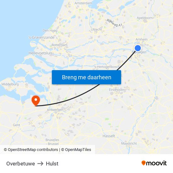 Overbetuwe to Hulst map