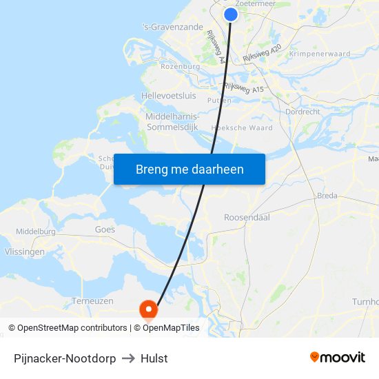 Pijnacker-Nootdorp to Hulst map