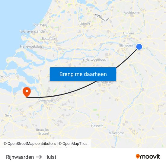 Rijnwaarden to Hulst map