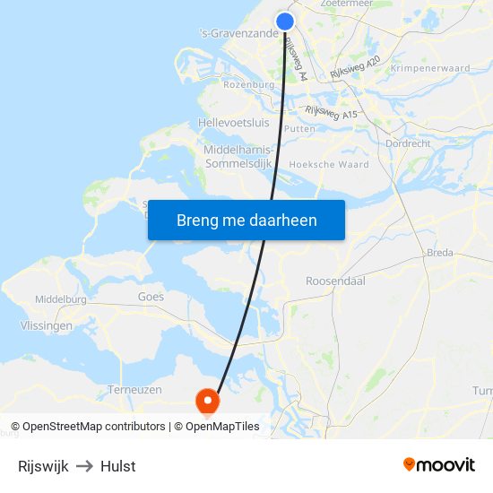 Rijswijk to Hulst map