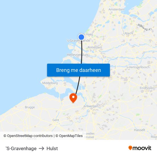 'S-Gravenhage to Hulst map