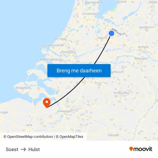 Soest to Hulst map