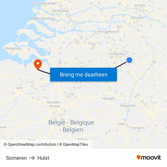 Someren to Hulst map