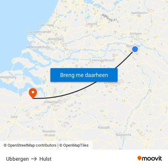 Ubbergen to Hulst map