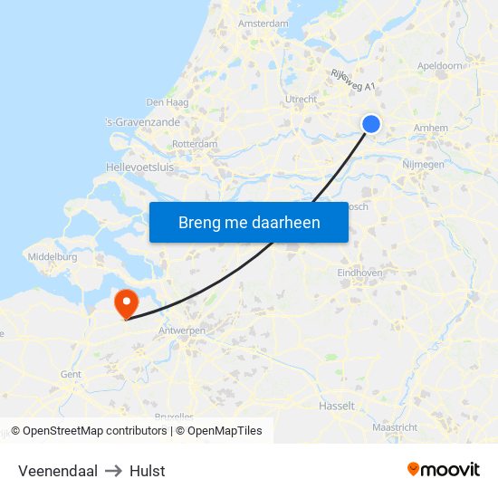 Veenendaal to Hulst map