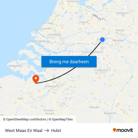 West Maas En Waal to Hulst map