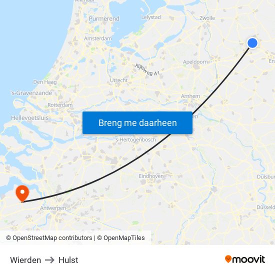 Wierden to Hulst map