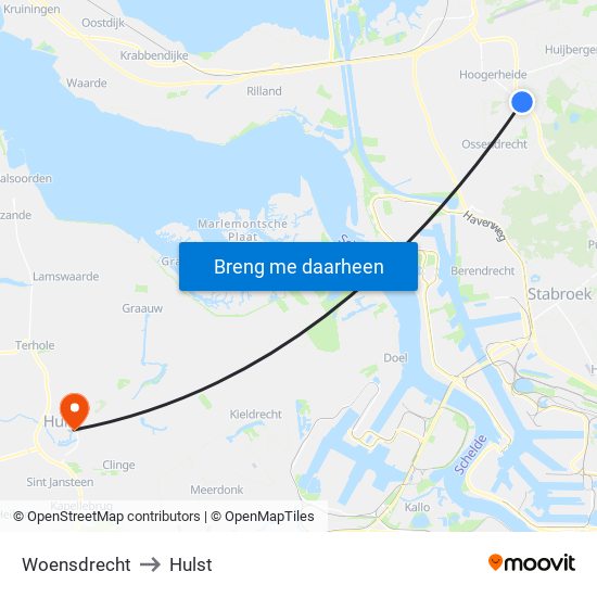 Woensdrecht to Hulst map