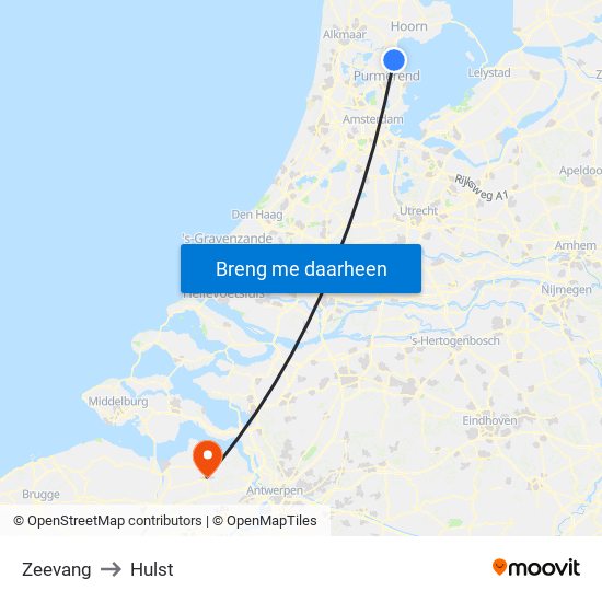 Zeevang to Hulst map