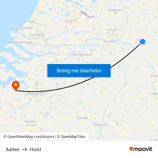 Aalten to Hulst map