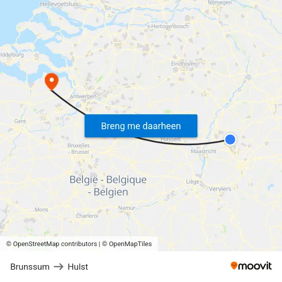 Brunssum to Hulst map