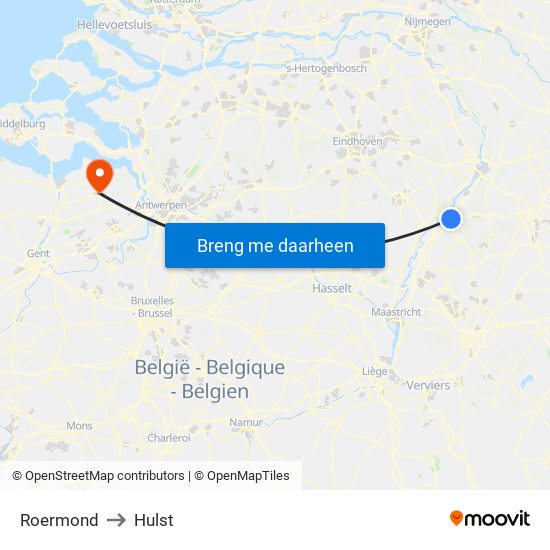 Roermond to Hulst map