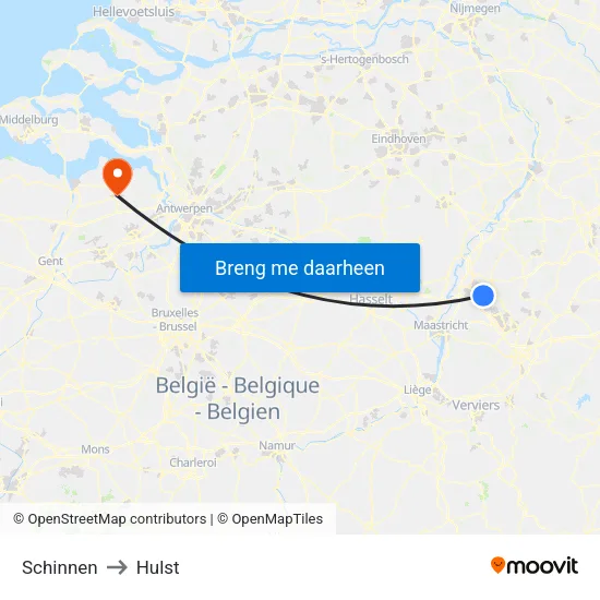 Schinnen to Hulst map